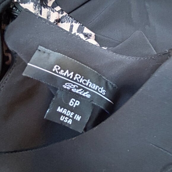 R&M Richards Petite Womens Round Neck Sleeveless Maxi Dress Size 6P Black & Tan - Picture 3 of 9